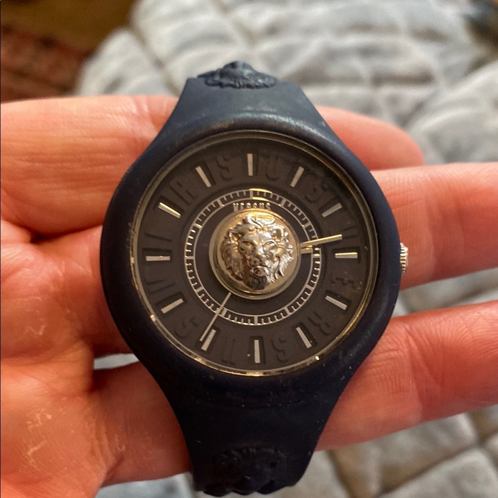 Versus By Versace dark navy blue and gold Watch with Sleek Modern Aesthetic